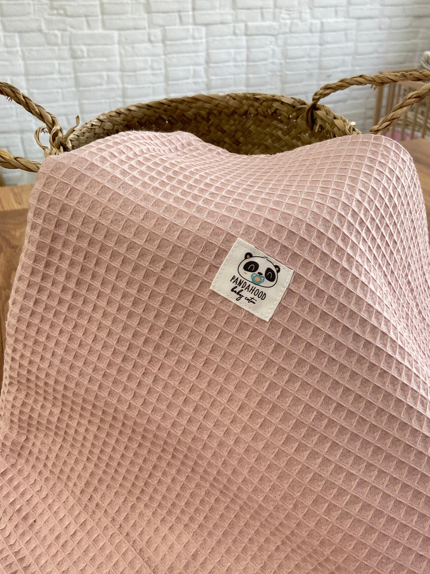 Manta Organic waffle rosa antiguo