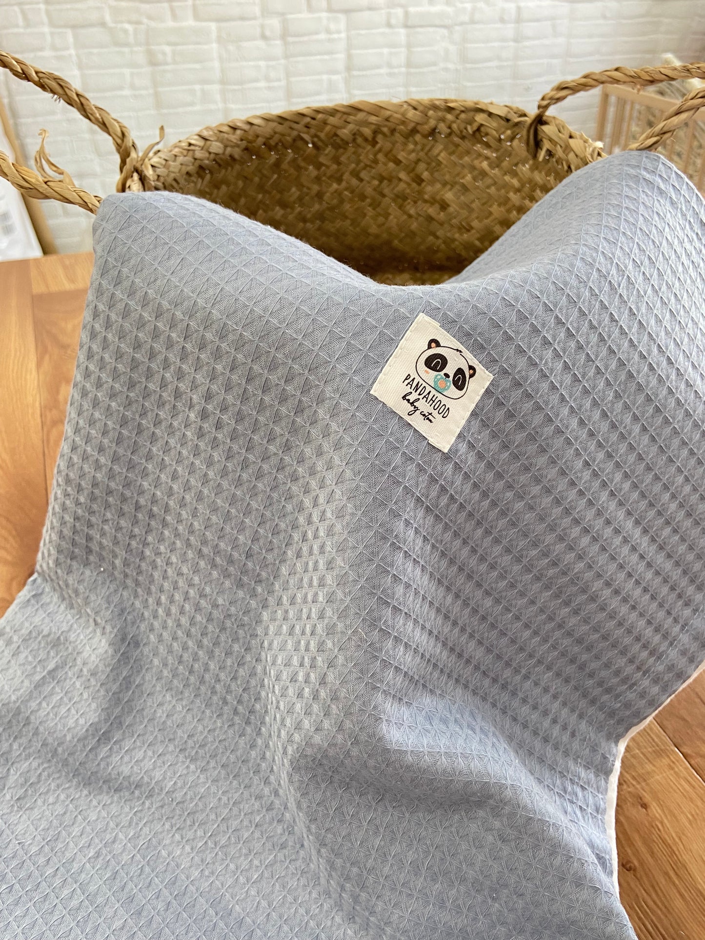 Manta Orgánic waffle azul glaciar antiguo