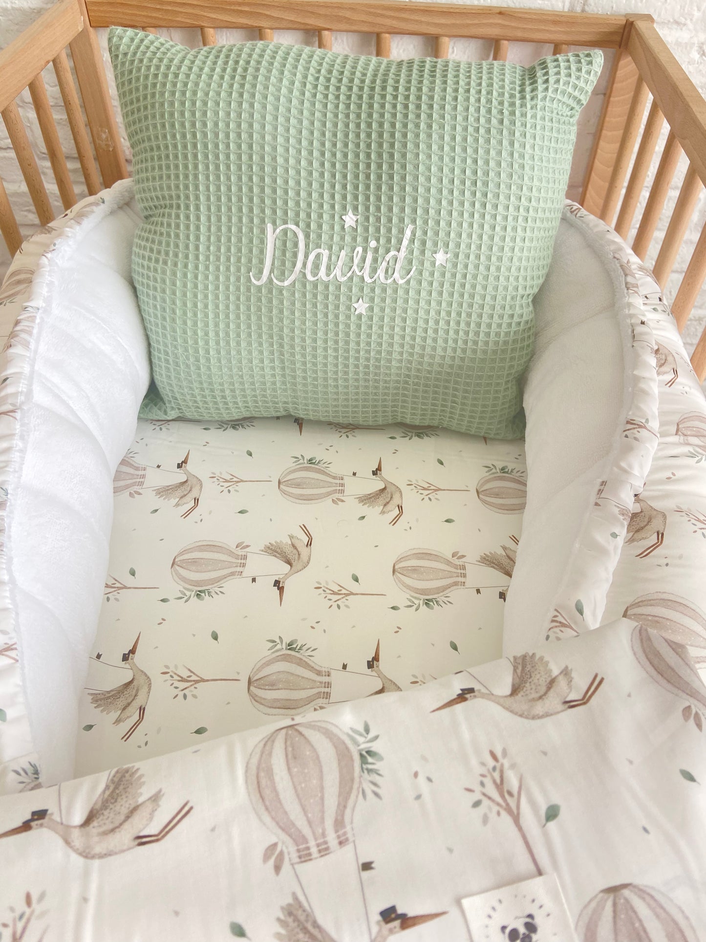 Pack Baby Cigüeña (nido, manta y cojín personalizado)