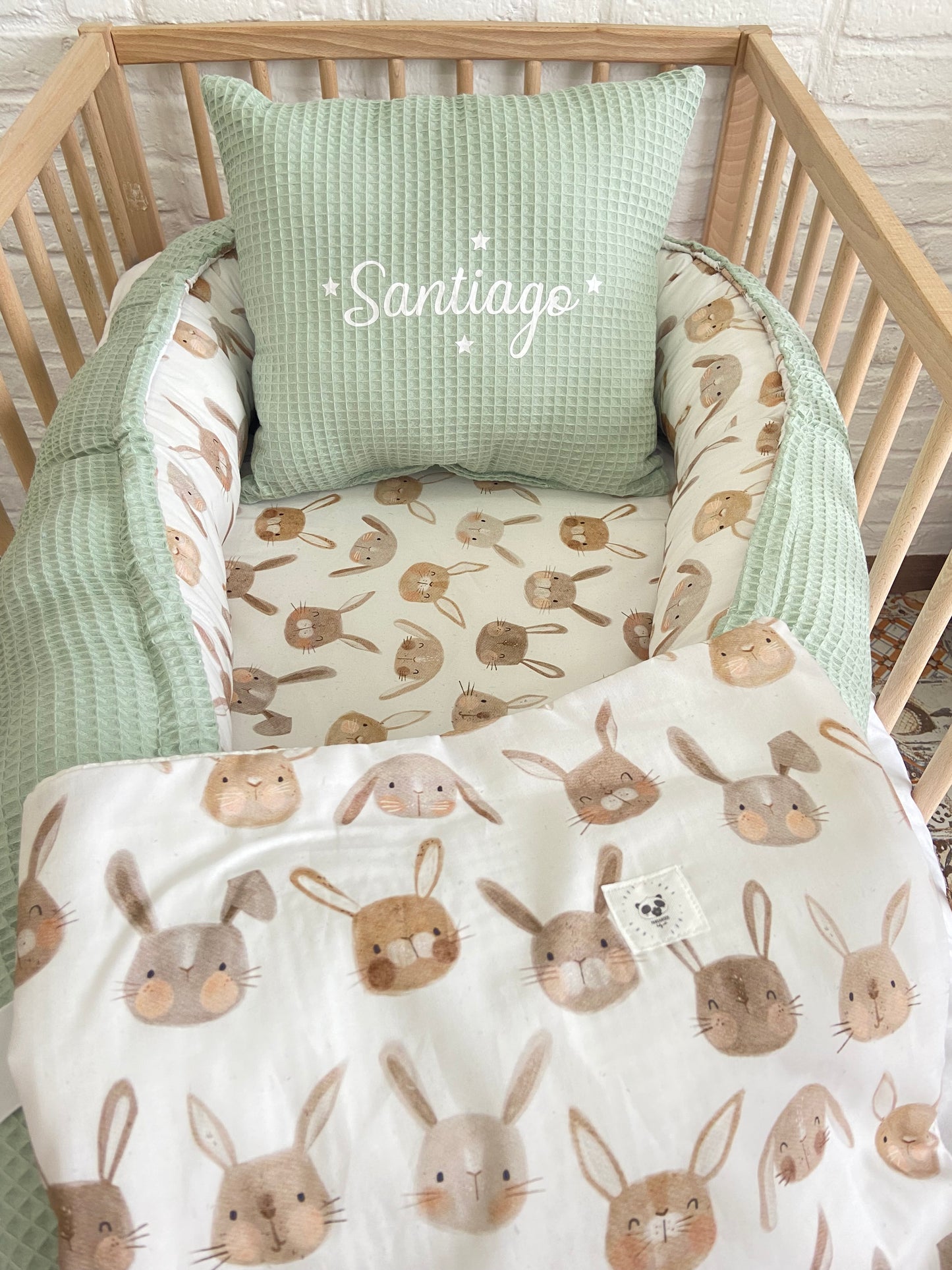 Pack Baby Conejito(nido, manta y cojín personalizado)