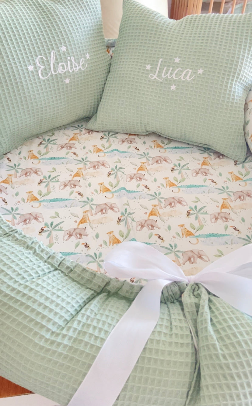 Baby nido organic gemelar (Disénalo). Nido + cojines personalizados.