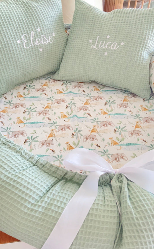 Baby nido organic gemelar (Disénalo). Nido + cojines personalizados.