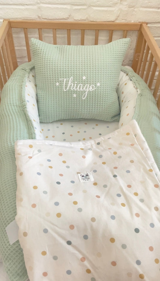 Pack Baby Confeti (nido, manta y cojín personalizado)