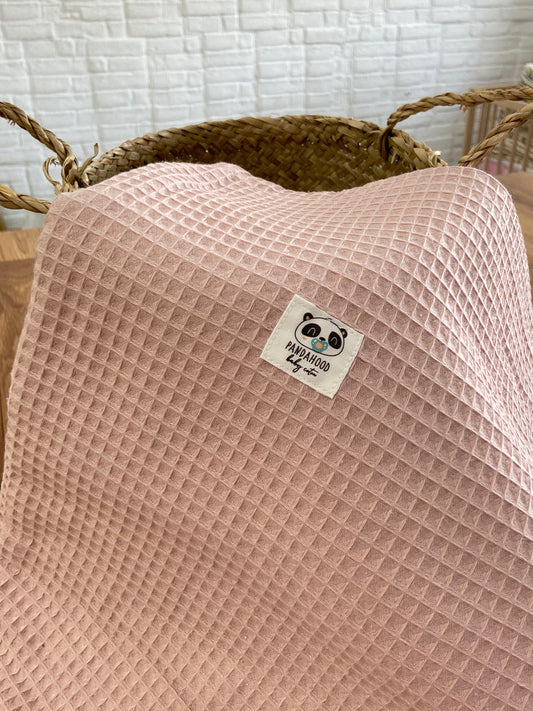 Manta Organic waffle rosa antiguo