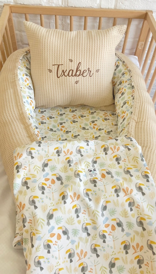 Pack Baby Tucán(nido, manta y cojín personalizado)