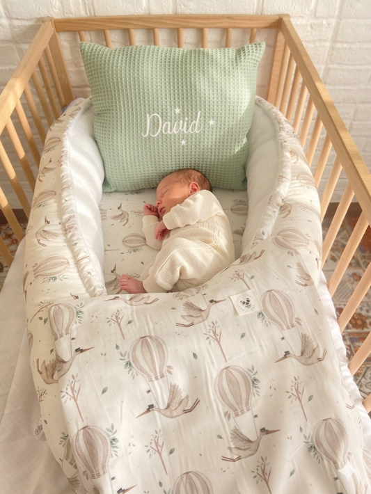 Pack Baby Cigüeña (nido, manta y cojín personalizado)