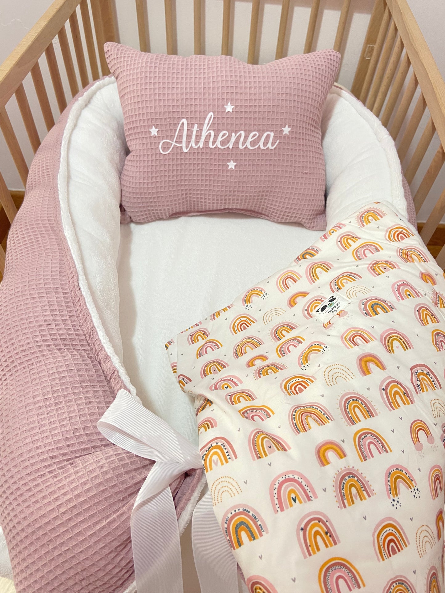 Pack Baby Ternura Rose(nido, manta y cojín personalizado) DISEÑALO